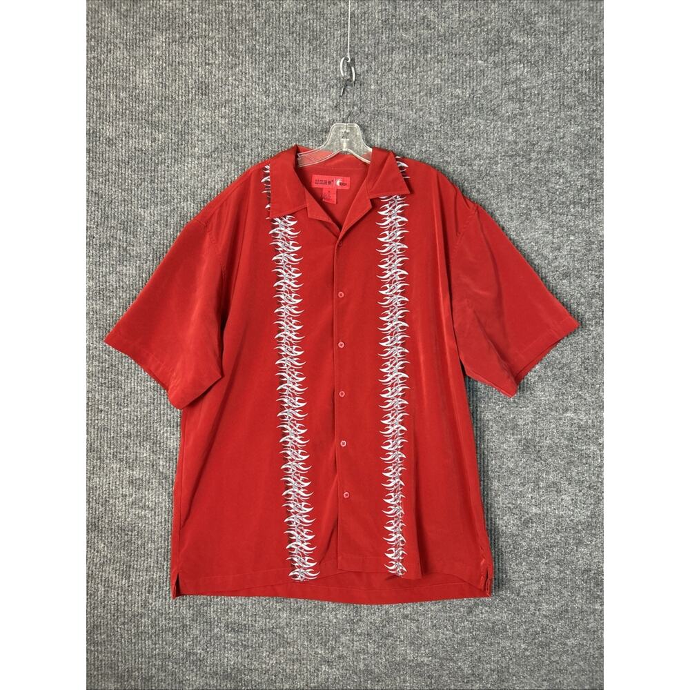 Vintage Old College Inn Womens Button Up Shirt Size XL Red Tribal Print Y2K